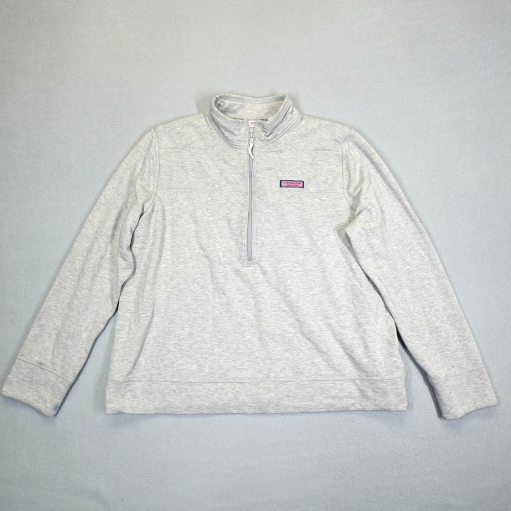Vineyard Vines Pullover Womens L Gray 1/4 Zip Shep Shirt Heathered Preppy